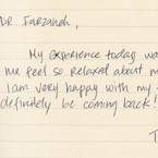 Handwritten patient testimonial number 110