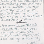 Handwritten patient testimonial number 6
