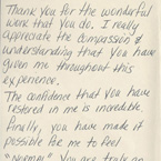 Handwritten patient testimonial number 18