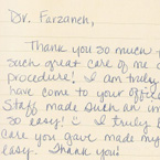 Handwritten patient testimonial number 62