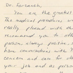 Handwritten patient testimonial number 80