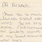 Handwritten patient testimonial number 84