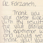 Handwritten patient testimonial number 112