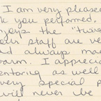 Handwritten patient testimonial number 128