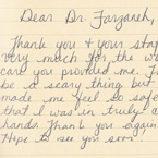 Handwritten patient testimonial number 140
